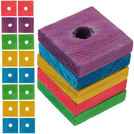 SEWACC 100pcs Parrot Wooden Chewing Toys, Bird Toy Wood Blocks, Mini Wood Chips for DIY Playing Chewing Shredding
