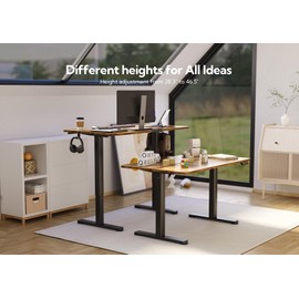 Claiks Electric Standing Desk, Adjustable Height Stand up Desk, 24x48 Inches Sit Stand Home Office Desk with Splice Board, Black Frame/Rustic Brown Top