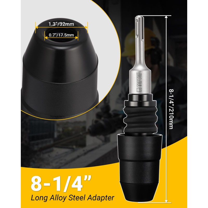 TGFTGF SDS-Plus to SDS-Max Adapter, 8-1/4" Alloy Steel Adapter for