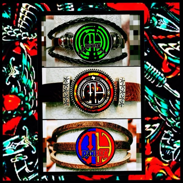 PANTERA COWBOYS FROM HELL THREE COLOR LEATHER BRACELETS