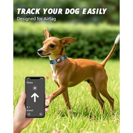 Joytale Airtag Dog Collar, Reflective Pet Collar with Waterproof AirTag Holder, Dual D-Rings, Soft Padded Adjustable for Extra Small and Puppy Dogs, SkyBlue, XS