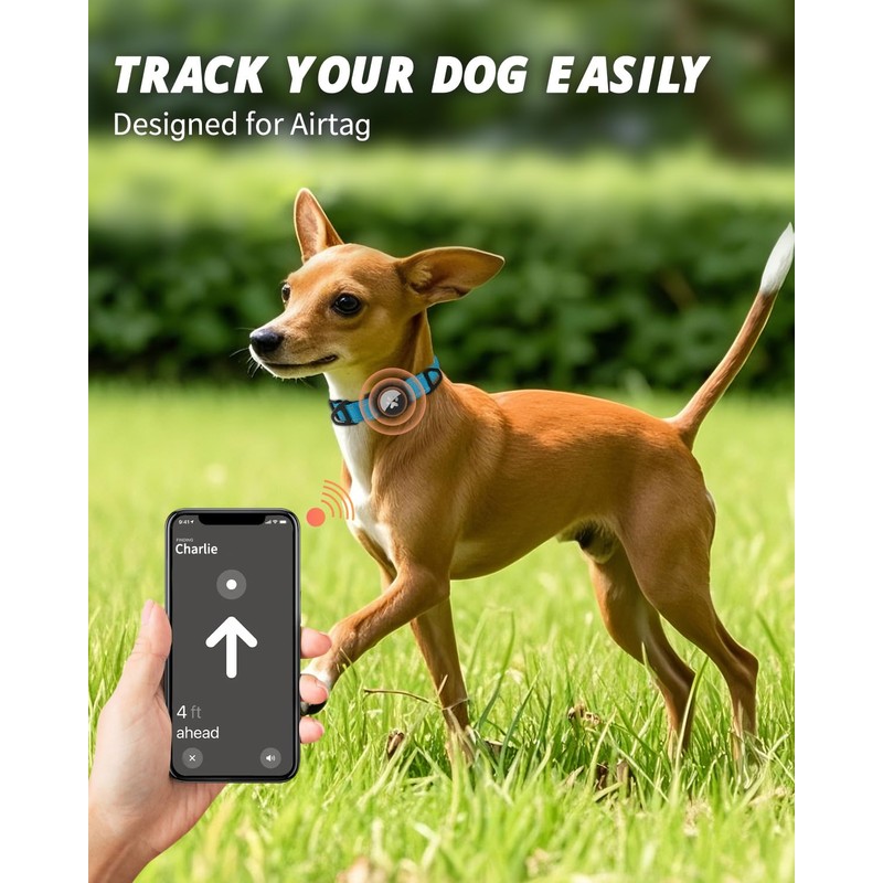 Joytale Airtag Dog Collar, Reflective Pet Collar with Waterproof AirTag