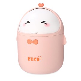 Huifoo Mini Table Rubbish Bin with Lid, Cute Cartoon Table Rubbish Bin, Cute Waste Paper Bin, Small, Kawaii Decoration, Storage Box, for Offices, Children's Room, Dressing Table, Living Room - Pink