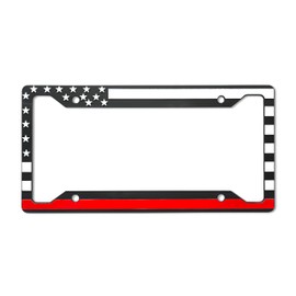 LP Frameworks American Flag 3D Raised License Plate Frame | 1 Pack Car License Plate Cover | Universal US Car License Plate Holder | Auto (Car, Truck and SUV) (Red Strip (Firefighter Support))