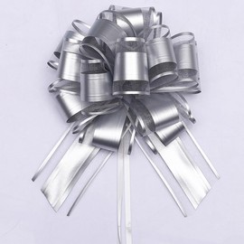 6pcs Pull Bows,Bows for Gift Wrapping Pull Bows for Wedding Baskets,6 Inches Diameter Gift Bows,Decorate Gifts Such as Christmas,Valentine's Day,and Parties (Silver)