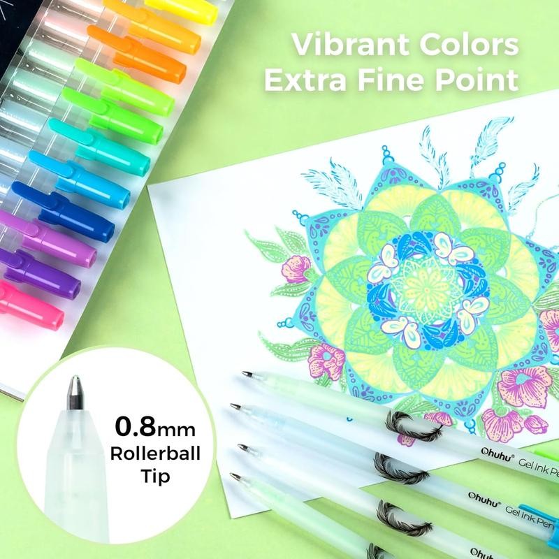 Ohuhu Gel Ink Pens: 12 Pack Extra Fine Point Opaque
