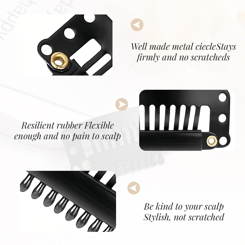 XENQITO Wig Clip, 20 Pieces Hair Extension Clips, Clips, Black,