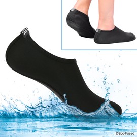 ECO-FUSED Women's Water Socks or Shoes with Elastic, Quick Dry, Breathable Fabric and Non-Slip Rubber Sole - Extra Comfort – Yoga, Beach, Pool, Volleyball, and More