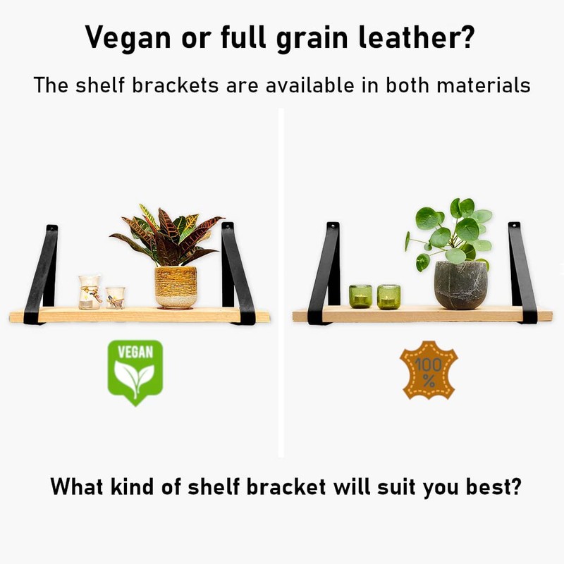 Brute Strength - PU Leather Shelf Brackets - Black -