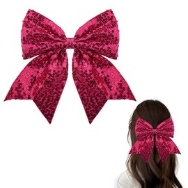 Bling Big Hair Bow Accessories Pink Sparkly Bow Hair Barrette Clip for Thin Thick Hair Bow Clips for Women Girls Glitter Hair Clip Hairpin Large Hair Bows for Women Clip Alligator Hair Clip Bows