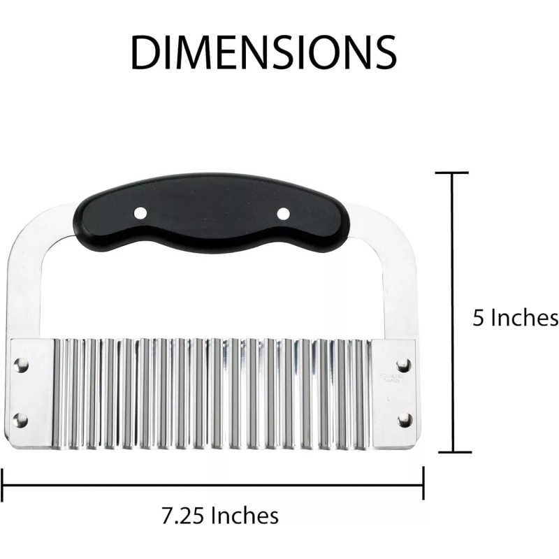 HIC Kitchen Crinkle-Cut Wave Slicer French Fry Vegetable Cutter, Stainless