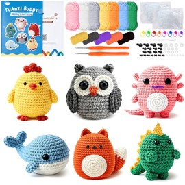 7CDXD - 6 Kit de Crochet para Principiantes, Animales Crochet Kit DIY