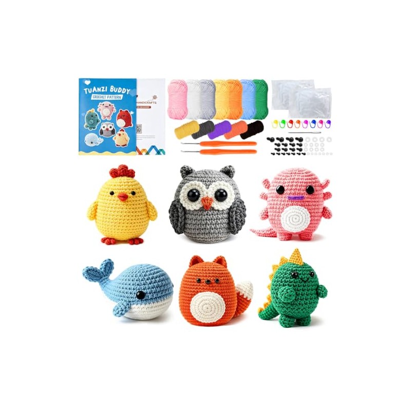 7CDXD - 6 Kit de Crochet para Principiantes, Animales Crochet