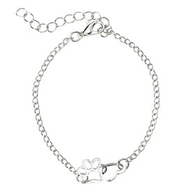 Pet Memorial Gifts for Dogs Cat Paw Print Bracelet for Women Girls Christmas Birthday Gifts for Women Girls Silver Paw Print Jewelry Gifts for Pet Lovers Adjustable Link Bracelets
