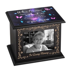 Abooxiu Cremation Urns for Human Ashes Keepsake Urn for Ashes, Burial Funeral Memorial Decorative Urns, Wooden Box and Casket Men Women Adult Male or Female with Photo Frame - Up to 200 LBS