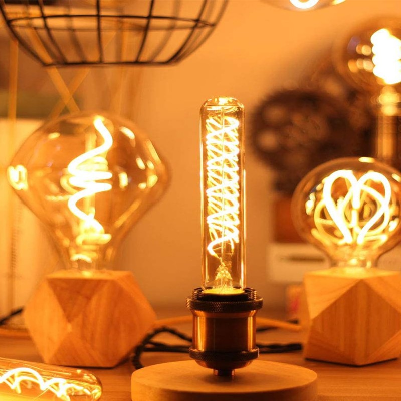 Leools Vintage T10 LED Edison Light Bulb Super Thin Filament,