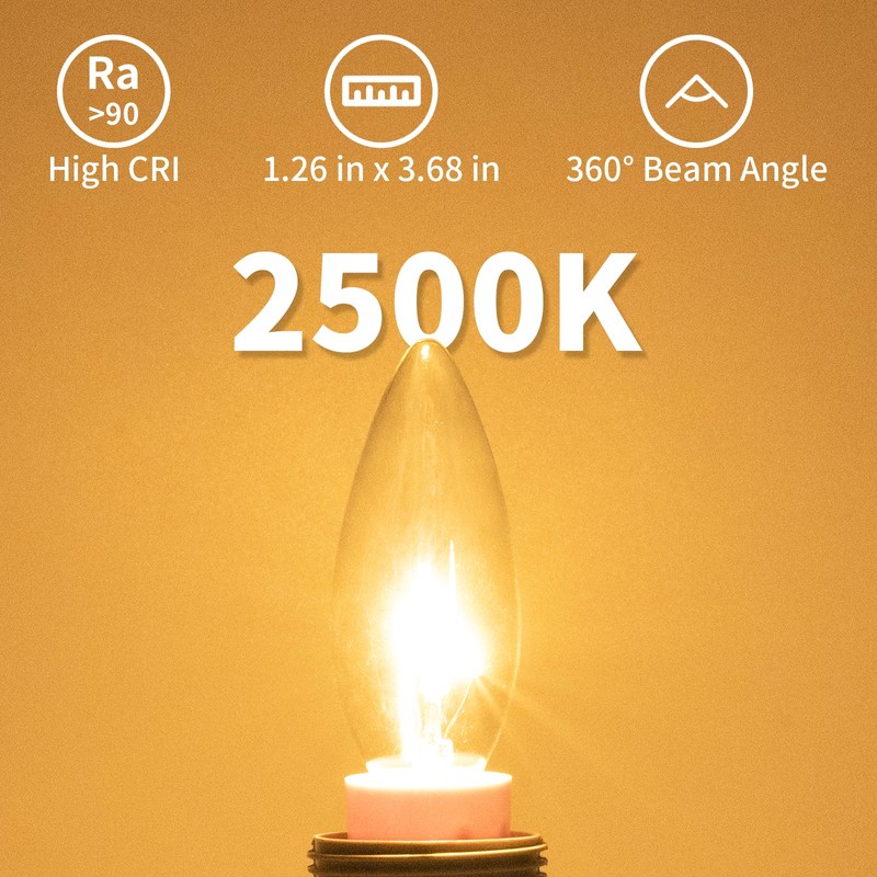 COLWATT 12-Pack E12 Candle Light Bulbs 25W Warm White 2500K,