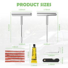 YGDMD Flat Tire Repair Kit with Plugs,Portable Tire Plug Kit Heavy Duty Professional with T-Handle for Tubeless Tires,Universal Car Tires Patch Kits for Most Vehicles