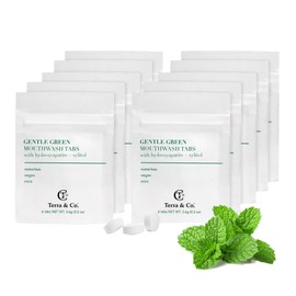 Terra & Co. Gentle Green Mouthwash Tablets – 10 Travel Sachets with 6 Fluoride-Free Tabs Each – Nano-Hydroxyapatite for Oral Health – TSA-Compliant, Plastic-Free, Mint Flavor, Eco-Friendly