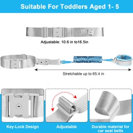Accmor Reflective Toddler Belt Leash, 2 in1 Anti Lost Wrist Link for Baby, kid Anti Lost Waist Band Child Leash with Lock for Boys Girls, Child Walking Harness Wristband Rope Tether for Outdoor Travel