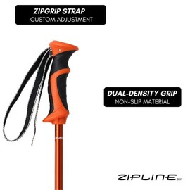 Zipline Lollipop 14.0 Graphite Carbon Composite Ski Poles – Lightweight Ergonomic Grip, Vibration Dampening, Groomers and Freestyle. Choice of Olympic Skiers (Autumn Orange, 48" in./122 cm)