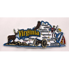 Virginia State Map and Landmarks Collage Magnet