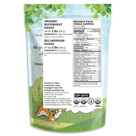 Organic Buckwheat Kasha (Grechka, Toasted Whole Groats, Non-GMO, Kosher, Sirtfood, Bulk) by Food to Live — 2 Pounds