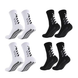 Soccer Socks Football Socks Grip Socks Non Slip Socks for Training Athletic (4 Pairs)