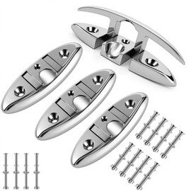 WTMORE Boat Cleats 6 inch, 316 Stainless Steel Folding Boat Cleats Marine Grade Dock Cleats Boat Dock Cleats Rope Cleats, Cleat Flip Up Dock Cleat for Boat Kayak and Decoration with Fasteners, 4 Pack