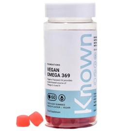 Vegan Omega 369 Gummies by Known Nutrition | Natural Heart and Brain Health Support | Delicious Natural Peach Flavour | 60 Two-a-Day Vegan Vitamin Gummies (One Month’s Supply) 