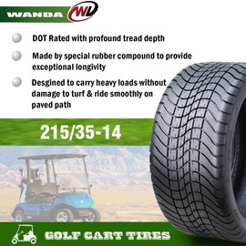 WANDA 215/35-14 Golf Cart ATV Tires 4 Ply 215/35x14 14009