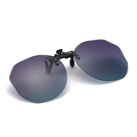 Whatif Clip-on Sunglasses, UV400 Sunglasses, UV Protection, Polarized Lens, Attaches to Glasses, Easy to Wear, For Outdoor Activities, Unisex, Multi-faceted Design, Stylish Color Gradient, purple/blue