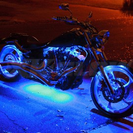 XKGLOW XK034002-B Blue - 10xPod + 4x8 Strips Single Color LED Accent Light Motorcycle Kit