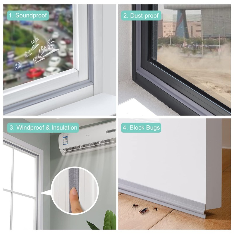 3 Pcs Draft Stopper Sweep, MOPMS Door Weatherproofing Stripping, Window
