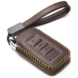 Vitodeco Genuine Leather Smart Key Fob Case Cover Protector Suitable for 2014-2021 Lexus UX, NX, RX, GX, LX, is, ES, GS, LS (4-Button, Brown)