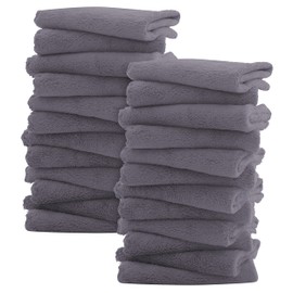 Sunny zzzZZ Ultra Soft 24 Pack Baby Washcloths - 10x10 Inches - Coral Fleece Extra Absorbent Wash Clothes for Babies, Infants and Toddlers - Sensitive Skin and Newborn - Ideal Baby - Dark Grey