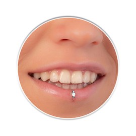 White Opal Fake Lip Ring - 24G Faux Lip Hoops For Women - 925 Silver No Piercing Needed Lip Ring Jewelry