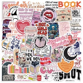 50 Pcs Reading Stickers, Book Lovers Aesthetic Stickers, Waterproof Vinyl Sticker, Colorful Quotes Sticker, for Travel Case, Laptop, Calendars, Scrapbook