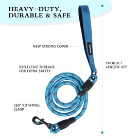 Aepeasti Heavy Duty Dog Leash - Durable & Reliable Pet Leash for Walking, Training & Control - Reflective for Safety - Adjustable Length - Comfortable Handle - Suitable for Large & Small Dogs(Blue)