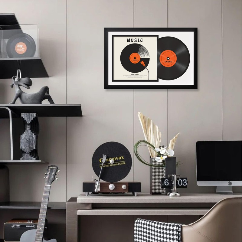 ccdcc 16.5x25 Vinyl Record Display Frame 1 Pack, Black Wooden