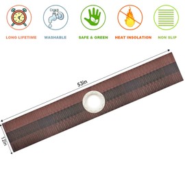 GIVERARE Table Runner, 12x53 in Heat-Resistant Woven Vinyl Long Tabletop, Non-Slip Washable PVC Table Runners, Easy to Clean Premium Plastic Dresser Cover for Wedding, Decor, Home, Art (Black+Brown)