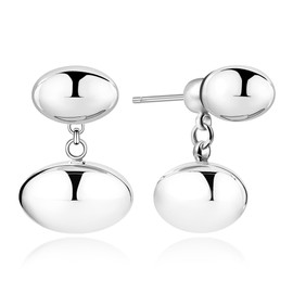 HUGE TOMATO Gold Silver Bean Earring Jackets Metallic Vibe Front and Back Drop Earrings with S925 Silver Pin…