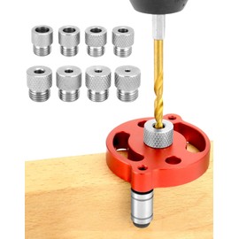 Wenrecu Woodworking Center Finder Kit, Drill Guide Locator with 3/4/5/6/7/8/9/10mm Drill Bits and Drill Bushings