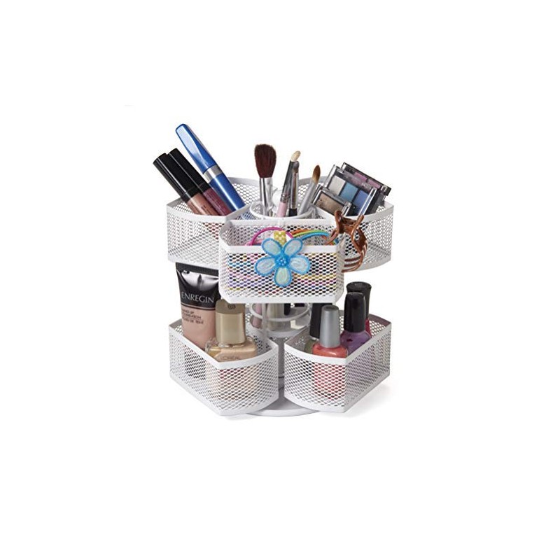 Nifty 2-Tier Cosmetic Organizing Carousel - White Powder Coat Finish,