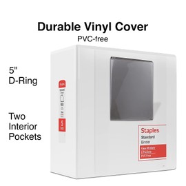 Staples 976179 Standard 5-Inch D 3-Ring View Binder White (26360-Cc)