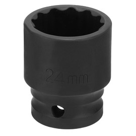 sourcing map 12-Point Impact Socket 1/2 Inch Drive 24mm Metric Cr-V Shallow Impact Socket Nut Driver Wrench for Auto Repair