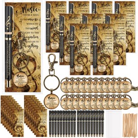 Spakon 30 Sets Music Themed Gifts Inspirational Music Pens Music Keychains and Music Bookmarks Musician Choir Appreciation Gifts for Christmas Music Classroom Awards Teacher Students Music Lover