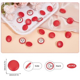 letsinstyle 20 PCS 18mm Red PU Leather Covered Buttons, Faux Leather Round Sewing Buttons, Sew On Upholstery Leather Accessories for Sewing Making Supplies