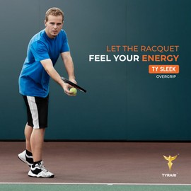 TYRARI Ty Sleek: Ultrathin, Sweat-Absorbing Overgrip for Precision and Comfort. Ideal for Tennis, Pickleball, Badminton, Paddle, Squash and More. Pack of 4 (Blue)