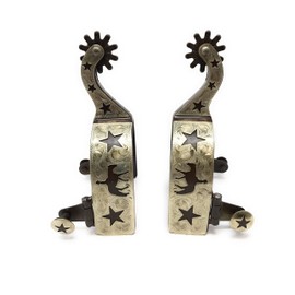 AJ Tack Antique Brown Pleasure Horse and Stars Spurs - Mens